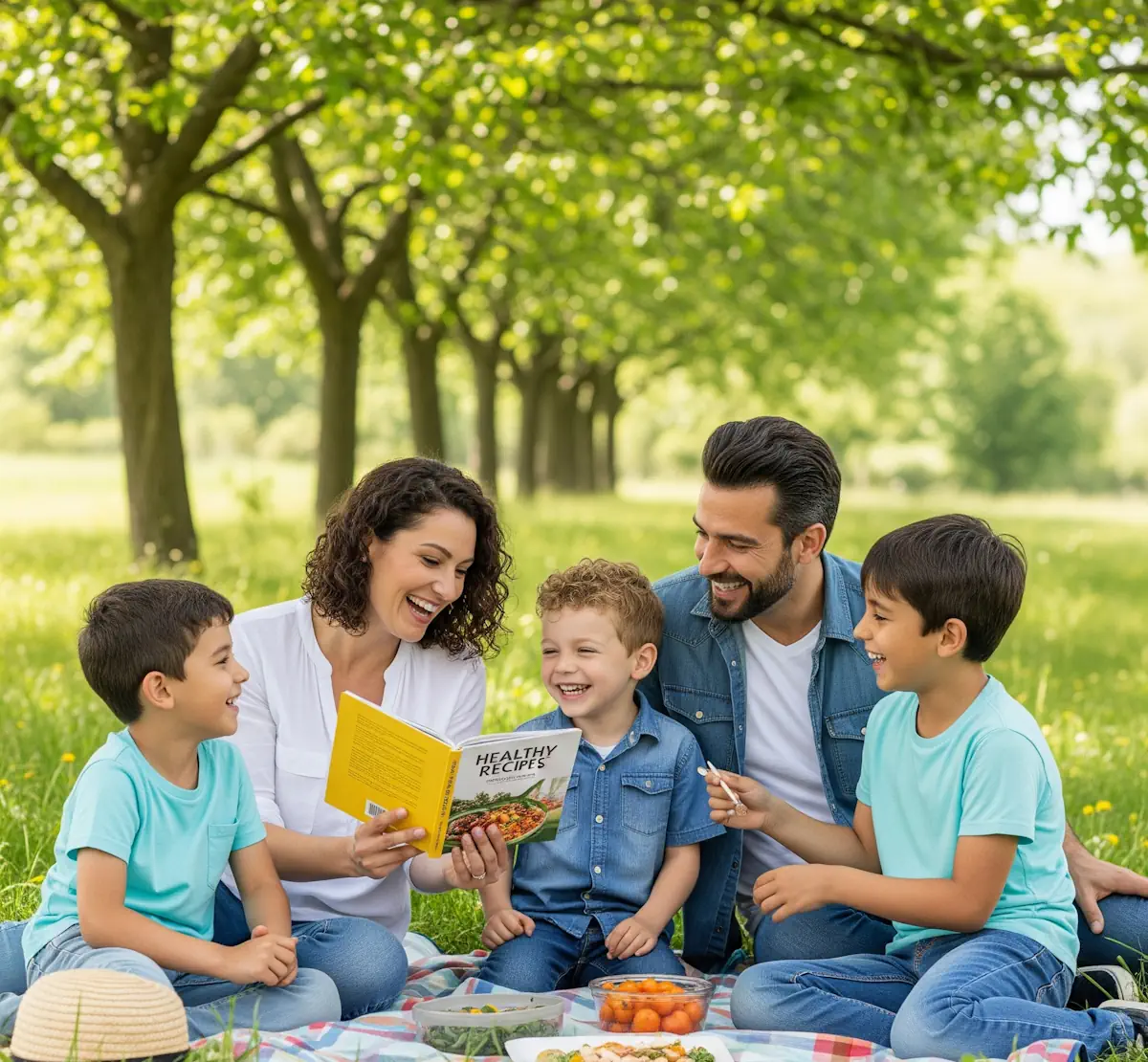 Happy family enjoying their health